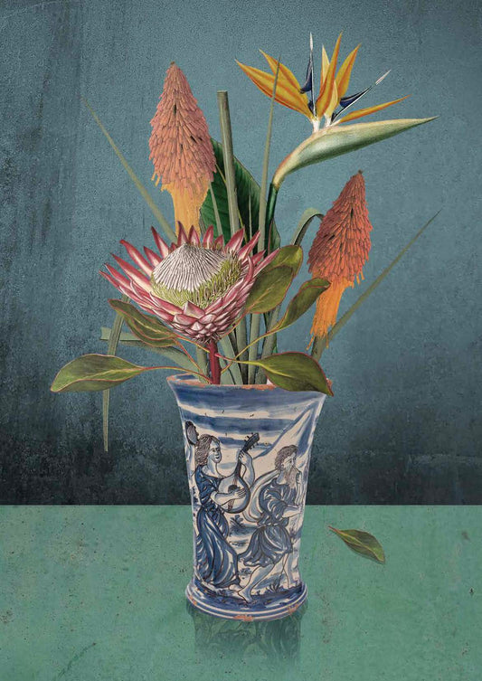 Protea Still Life (Blue)